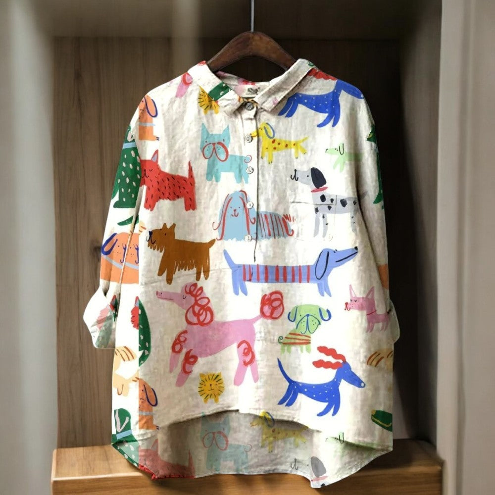 LIZZY | Blouse Femme Exclusive avec Imprimé Chiens