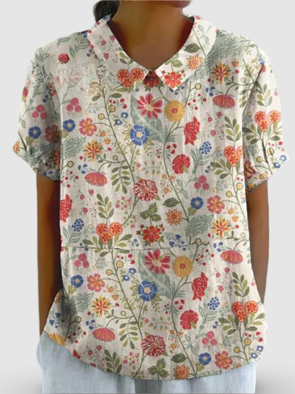 Chemise imprimée artistique florale pastorale