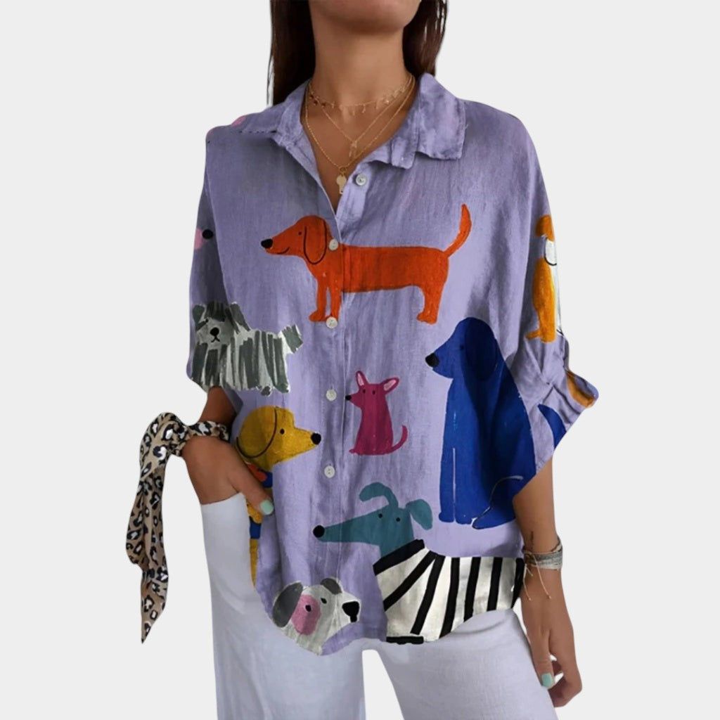 LIZZY | Blouse Femme Exclusive avec Imprimé Chiens