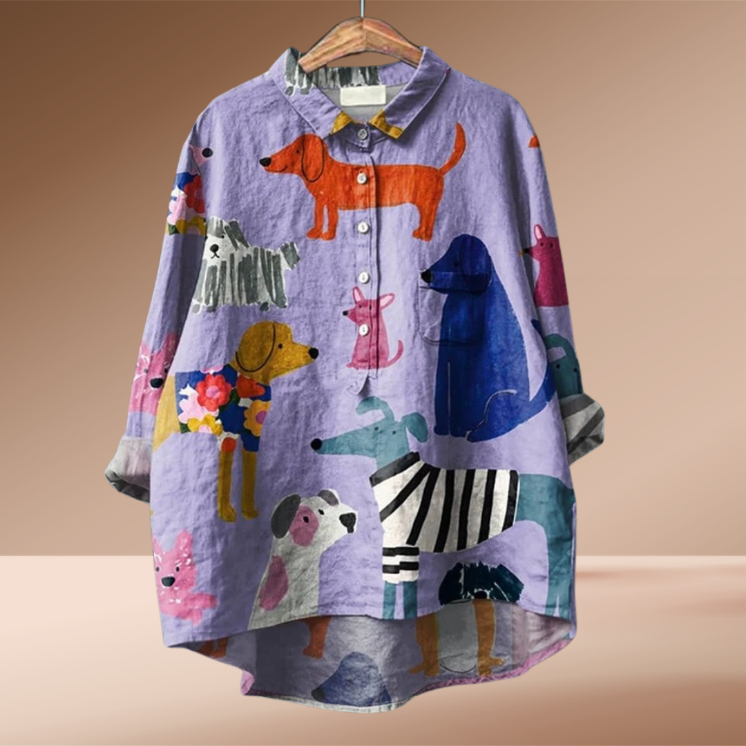 LIZZY | Blouse Femme Exclusive avec Imprimé Chiens