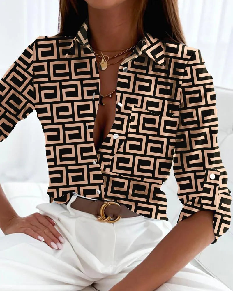 LAURA | Blouse Élégante à Imprimé Artistique