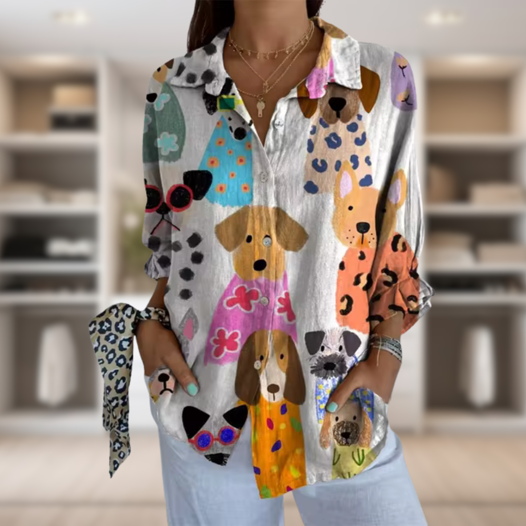 LIZZY | Blouse Femme Exclusive avec Imprimé Chiens