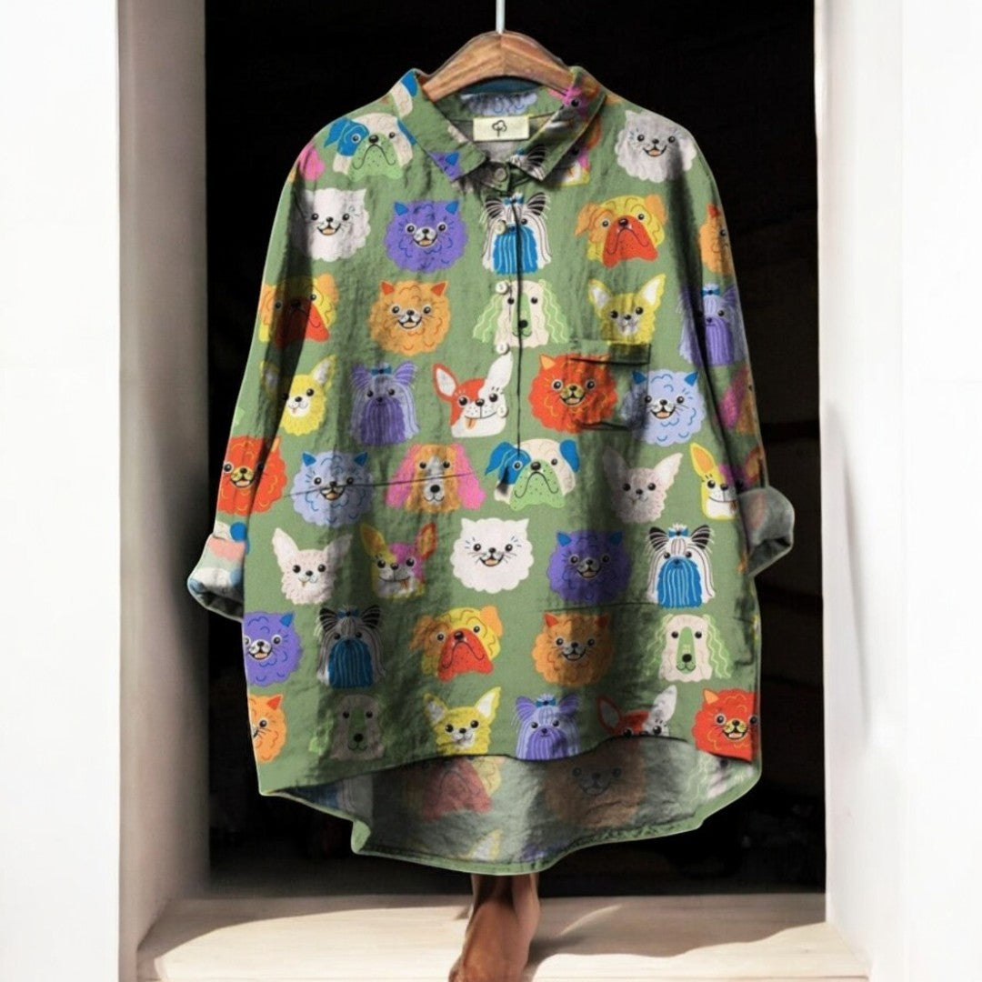 LIZZY | Blouse Femme Exclusive avec Imprimé Chiens